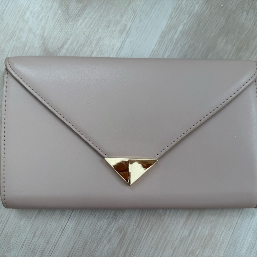 Elegant Taupe Clutch with Gold Accent